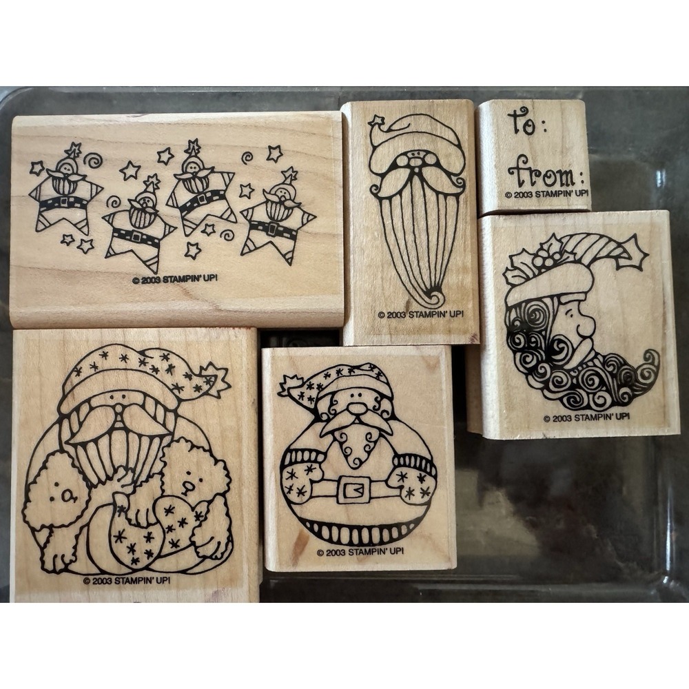 Stampin' Up Rubber Stamp Lot Christmas Santa Holiday Gift Tag 2003‎